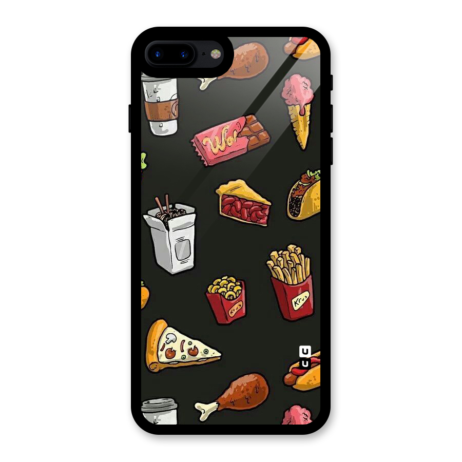 Foodie Pattern Glass Back Case for iPhone 8 Plus