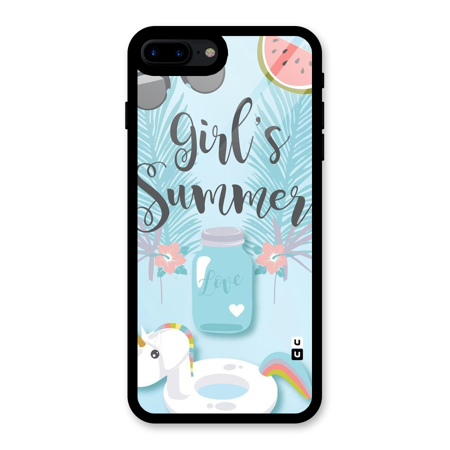 Girls Summer Glass Back Case for iPhone 8 Plus