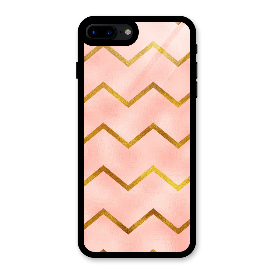 Gold Pink Pattern Glass Back Case for iPhone 8 Plus