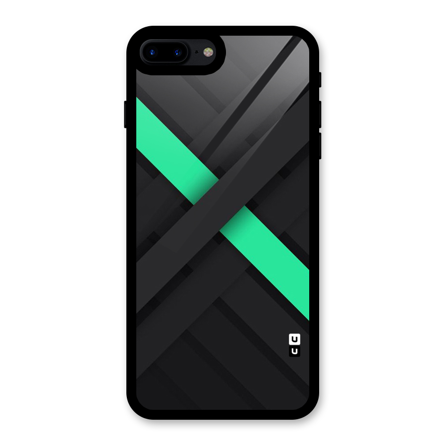 Green Stripe Diagonal Glass Back Case for iPhone 8 Plus