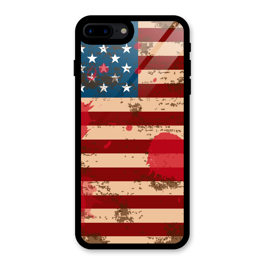 Grunge USA Flag Glass Back Case for iPhone 8 Plus