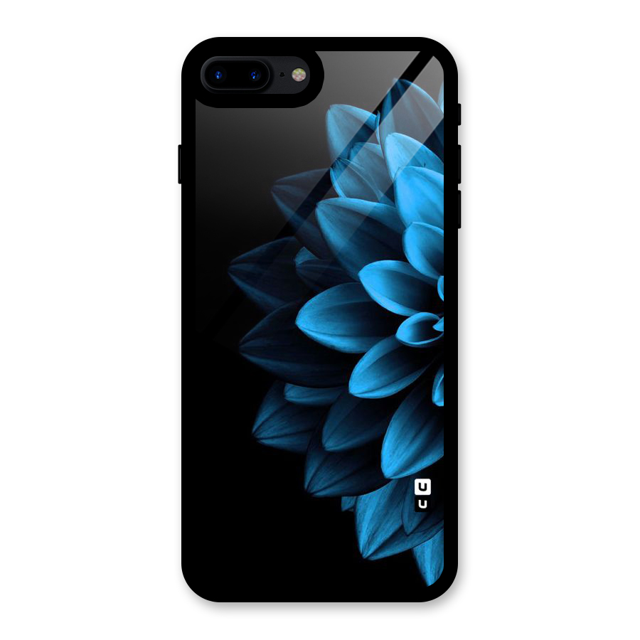 Half Blue Flower Glass Back Case for iPhone 8 Plus