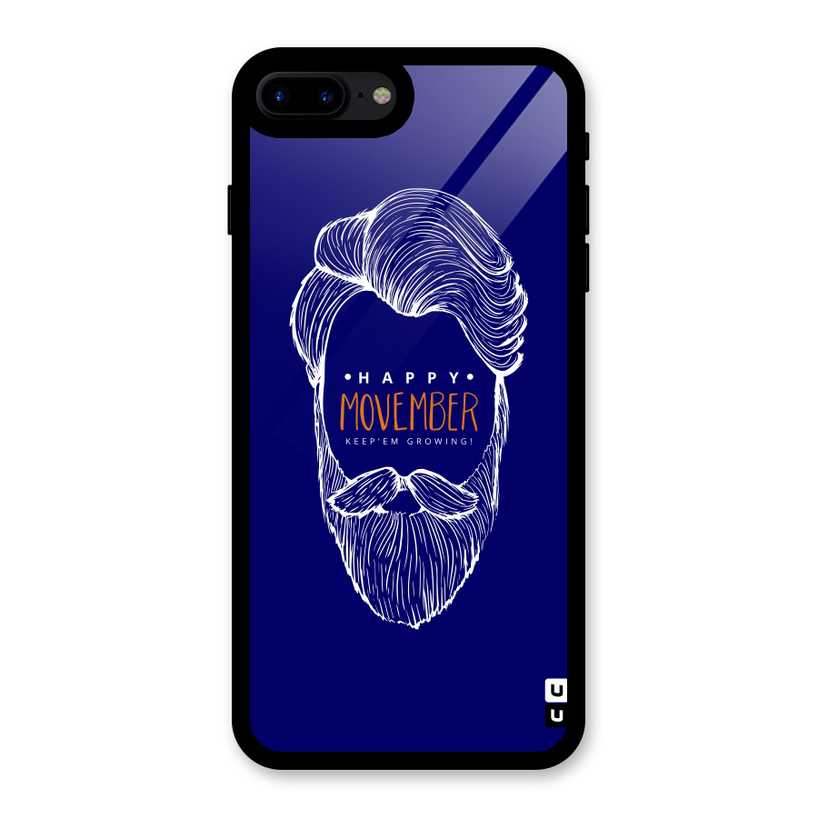 Happy Movember Blue Glass Back Case for iPhone 8 Plus