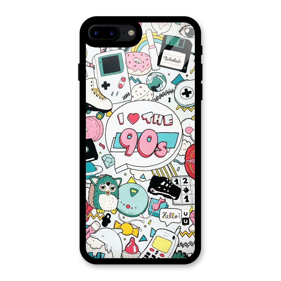 Heart 90s Glass Back Case for iPhone 8 Plus