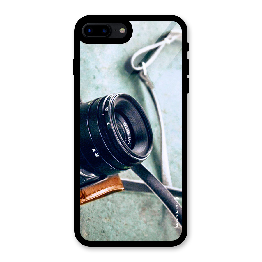 Leather Camera Lens Glass Back Case for iPhone 8 Plus