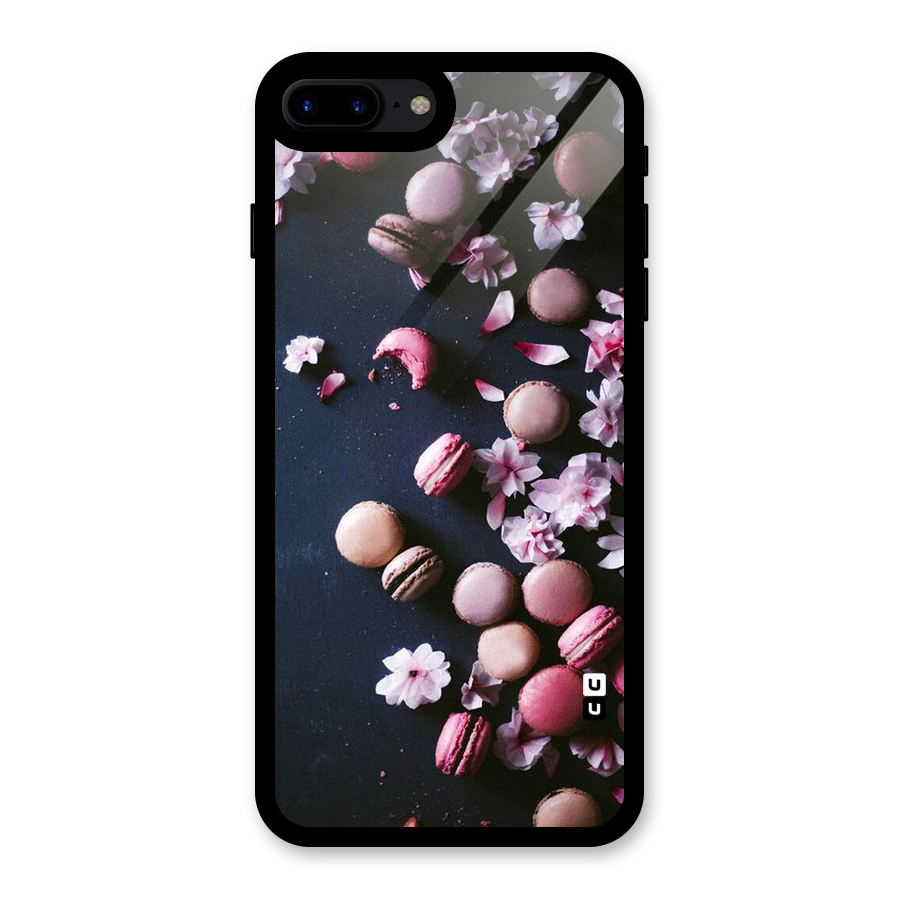 Macaroons And Cheery Blossoms Glass Back Case for iPhone 8 Plus