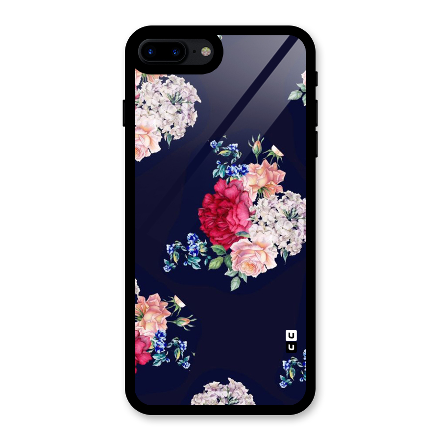 Magenta Peach Floral Glass Back Case for iPhone 8 Plus