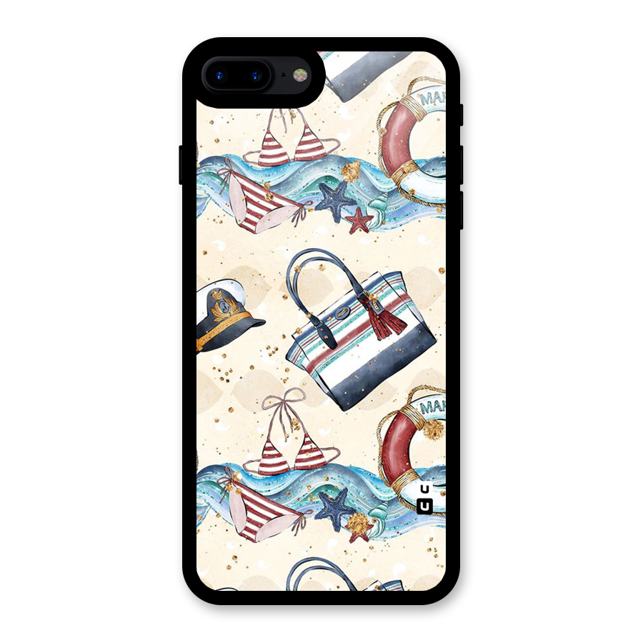 Marine Bag Design Glass Back Case for iPhone 8 Plus