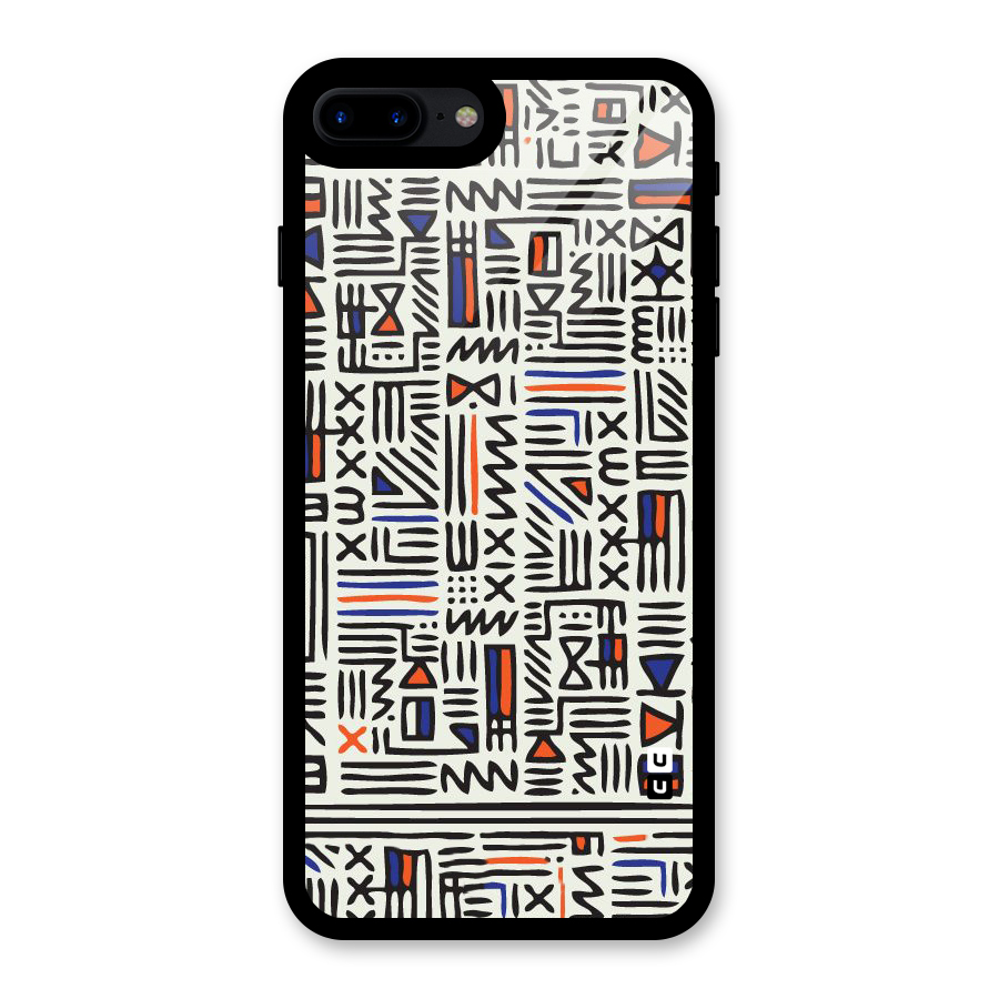 Orange Blue Number Glass Back Case for iPhone 8 Plus