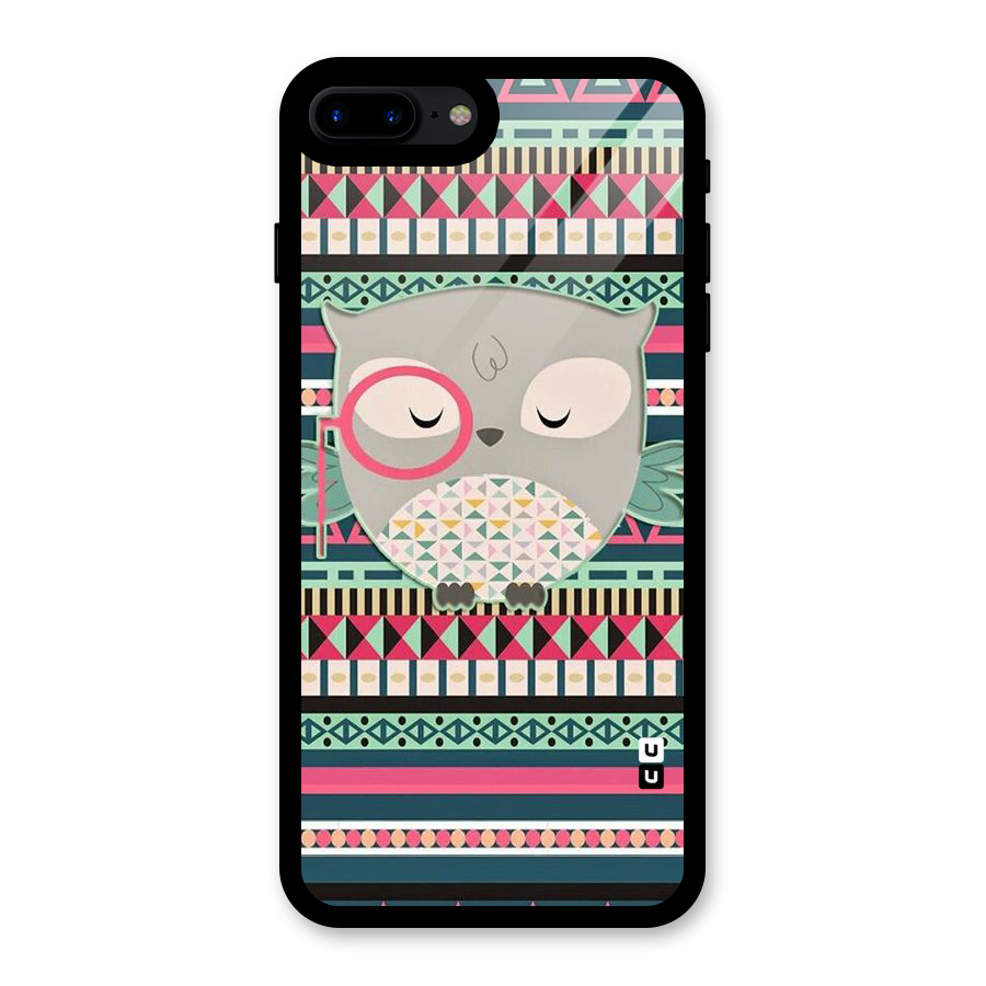 Owl Cute Pattern Glass Back Case for iPhone 8 Plus