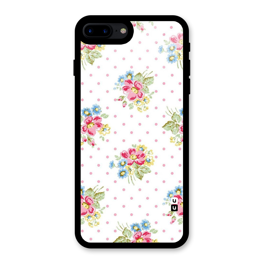 Painted Polka Floral Glass Back Case for iPhone 8 Plus
