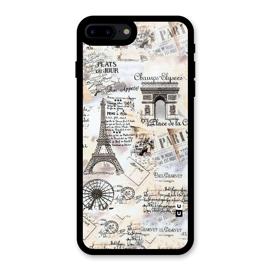 Paris Paper Glass Back Case for iPhone 8 Plus