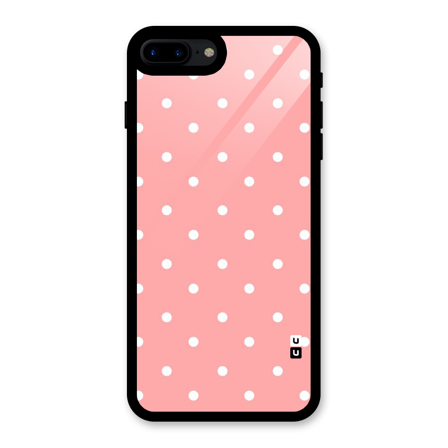 Peach Polka Pattern Glass Back Case for iPhone 8 Plus
