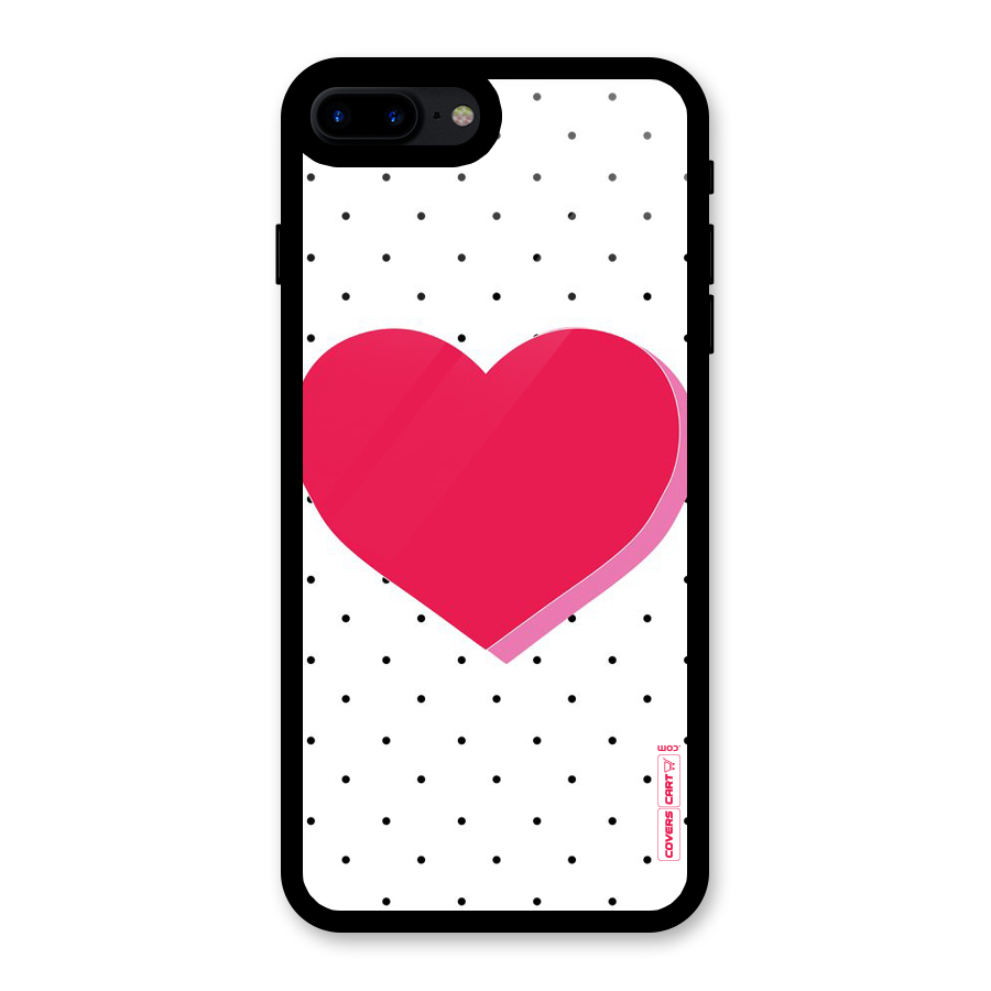 Pink Polka Heart Glass Back Case for iPhone 8 Plus