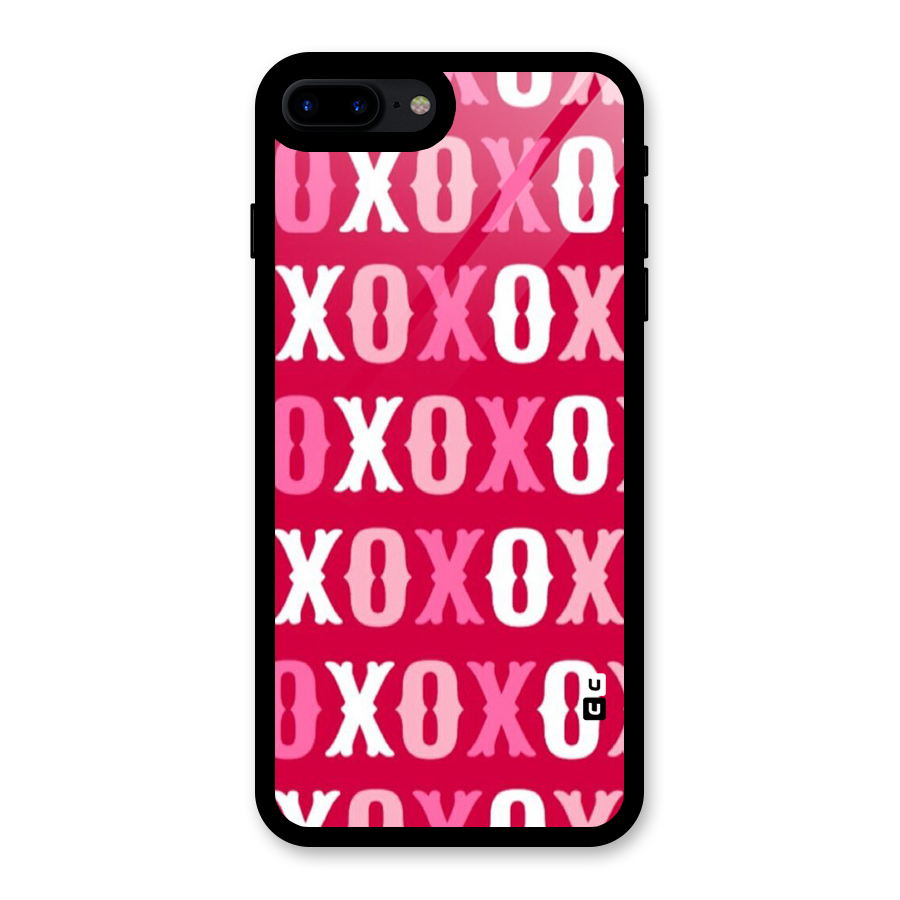Pink White Xoxo Glass Back Case for iPhone 8 Plus