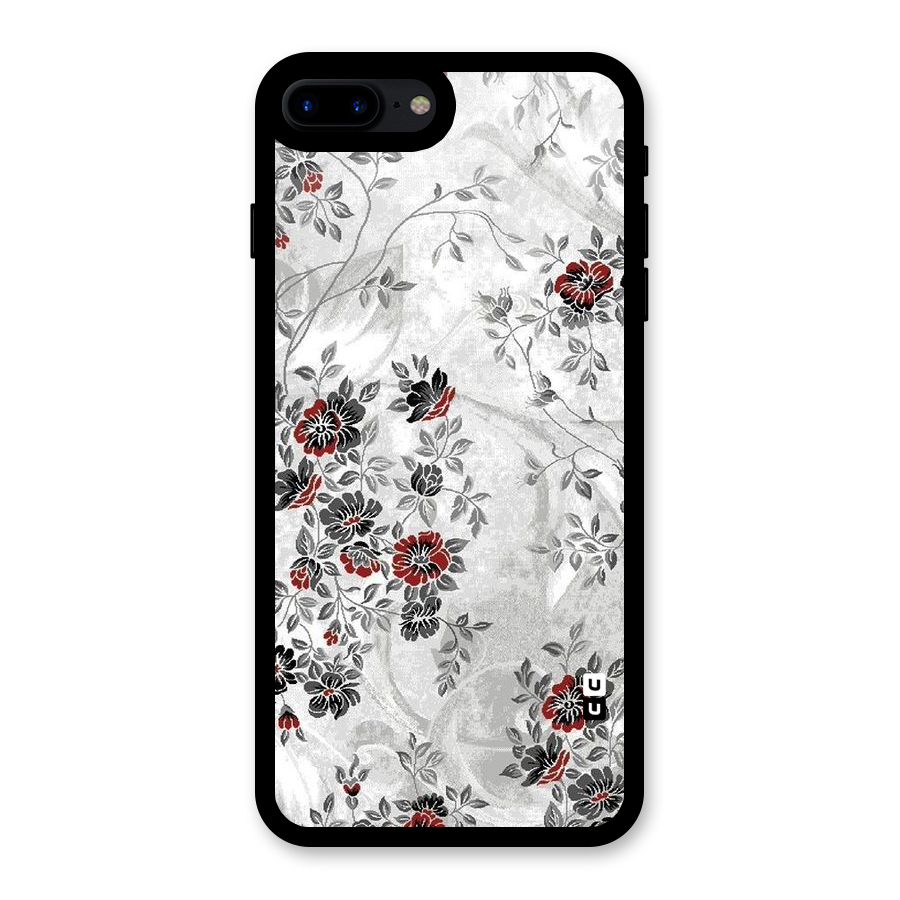 Pleasing Grey Floral Glass Back Case for iPhone 8 Plus