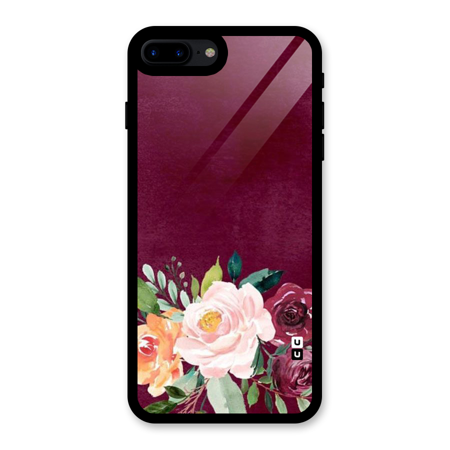 Plum Floral Design Glass Back Case for iPhone 8 Plus