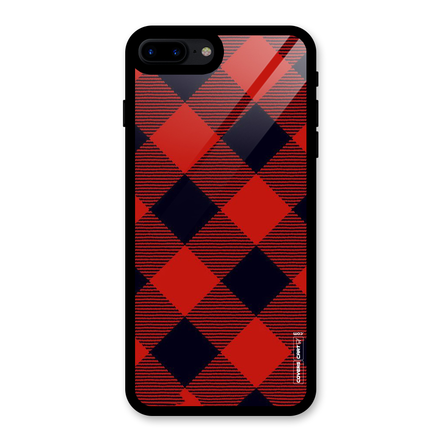 Red Diagonal Check Glass Back Case for iPhone 8 Plus