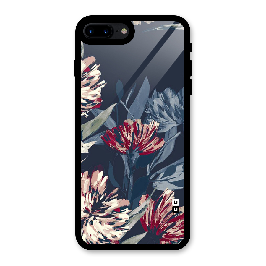 Red Rugged Floral Pattern Glass Back Case for iPhone 8 Plus