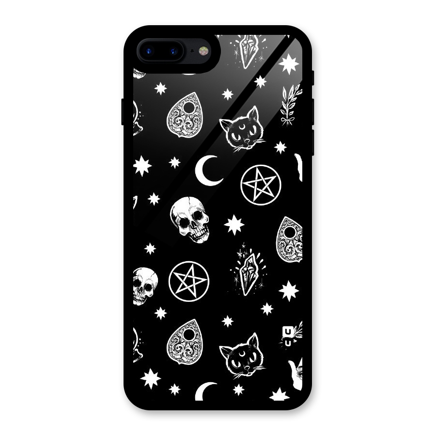 Skull Moon Design Glass Back Case for iPhone 8 Plus