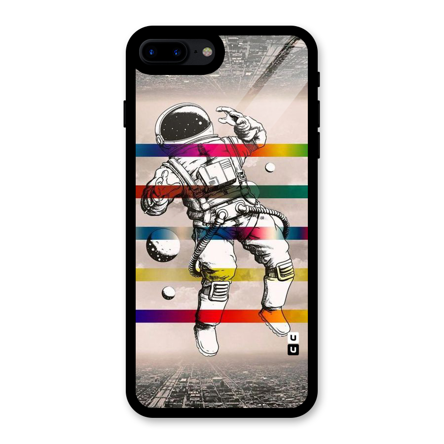 Spaceman Rainbow Stripes Glass Back Case for iPhone 8 Plus