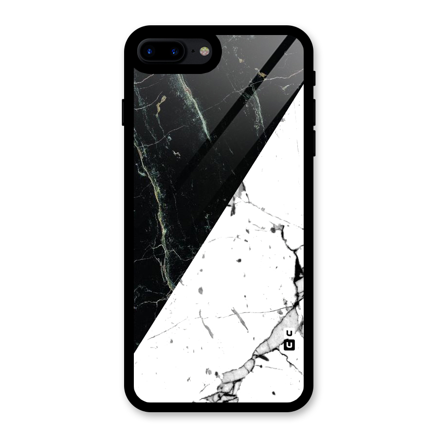 Stylish Diagonal Marble Glass Back Case for iPhone 8 Plus