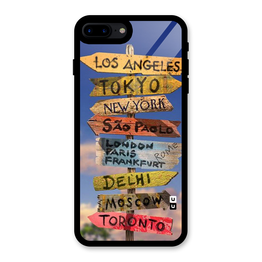 Travel Signs Glass Back Case for iPhone 8 Plus