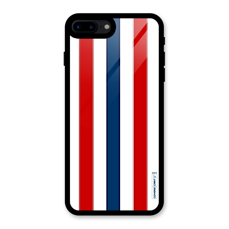 Tricolor Stripes Glass Back Case for iPhone 8 Plus
