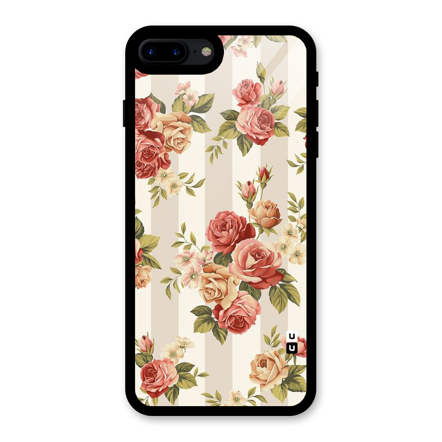 Vintage Color Flowers Glass Back Case for iPhone 8 Plus