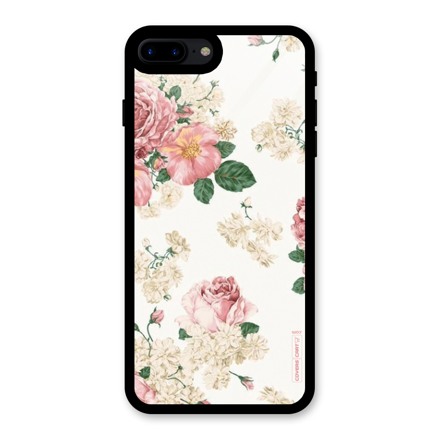 Vintage Floral Pattern Glass Back Case for iPhone 8 Plus