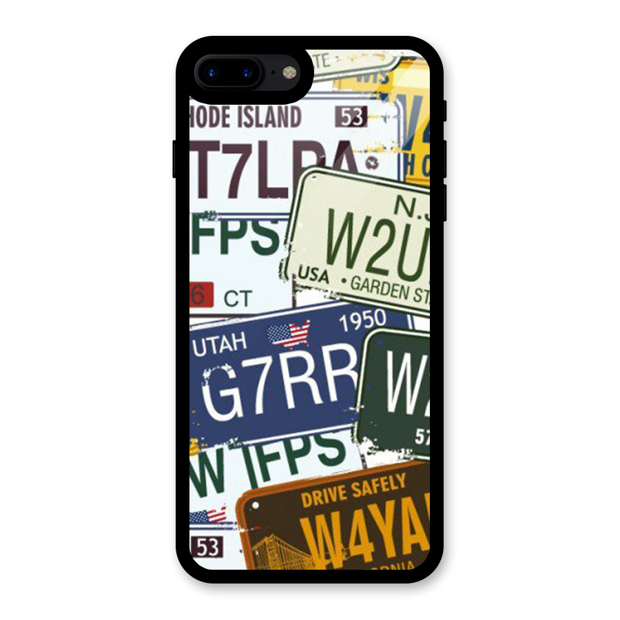 Vintage License Plates Glass Back Case for iPhone 8 Plus