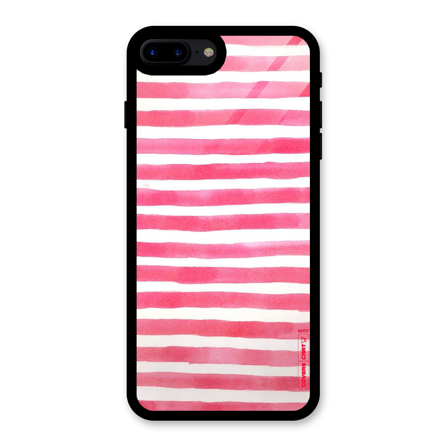 White And Pink Stripes Glass Back Case for iPhone 8 Plus