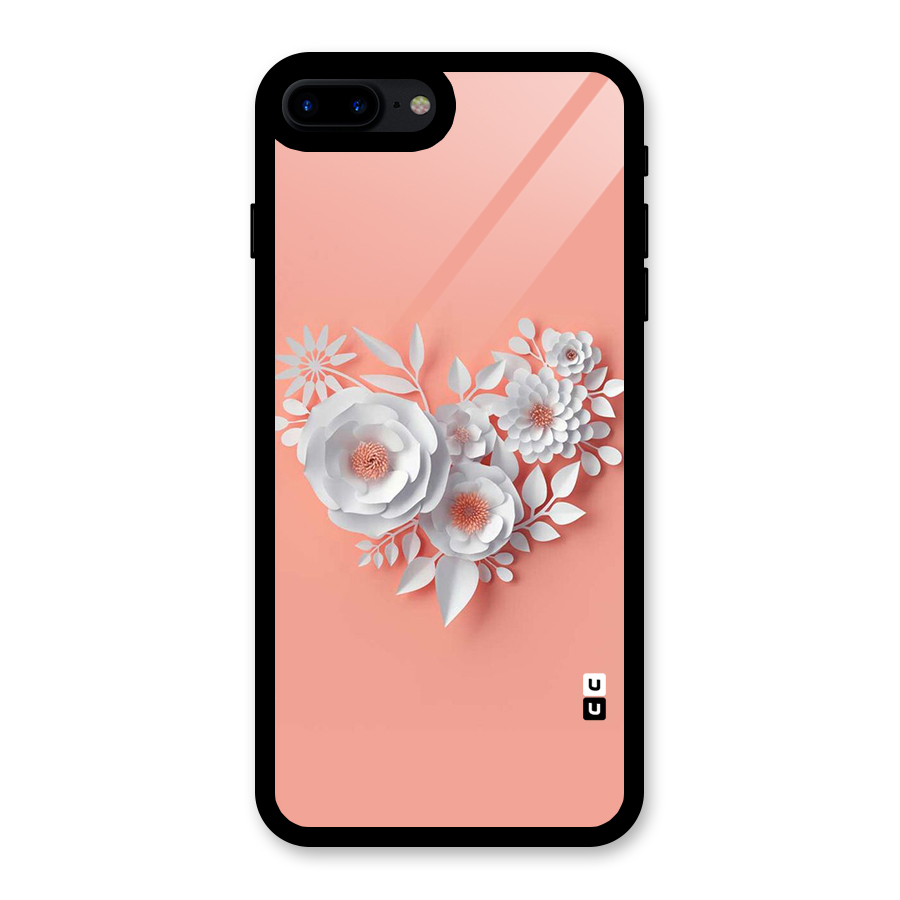 White Paper Flower Glass Back Case for iPhone 8 Plus