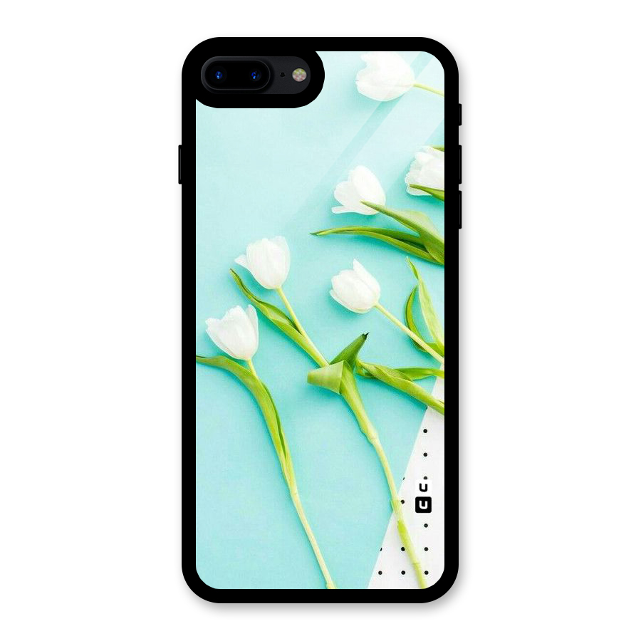 White Tulips Glass Back Case for iPhone 8 Plus