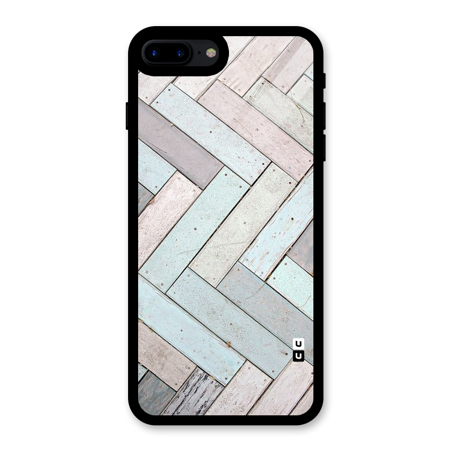 Wooden ZigZag Design Glass Back Case for iPhone 8 Plus