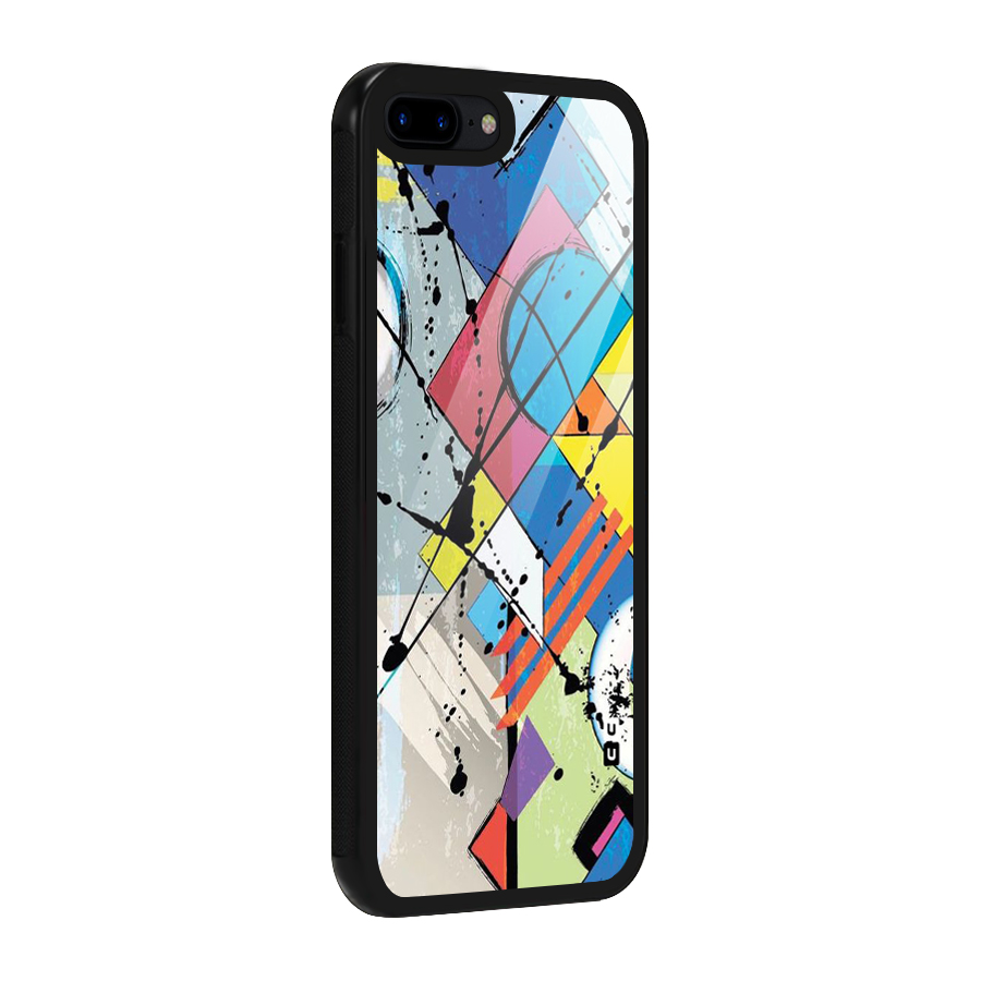 Abstract Paint Shape Glass Back Case for iPhone 8 Plus