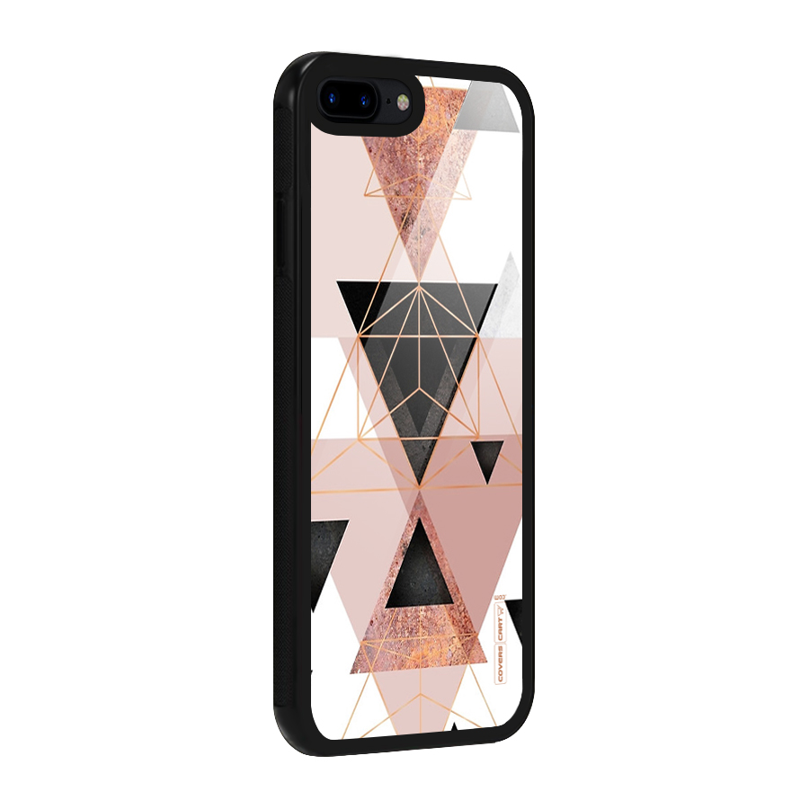 Abstract Rose Gold Triangles Glass Back Case for iPhone 8 Plus