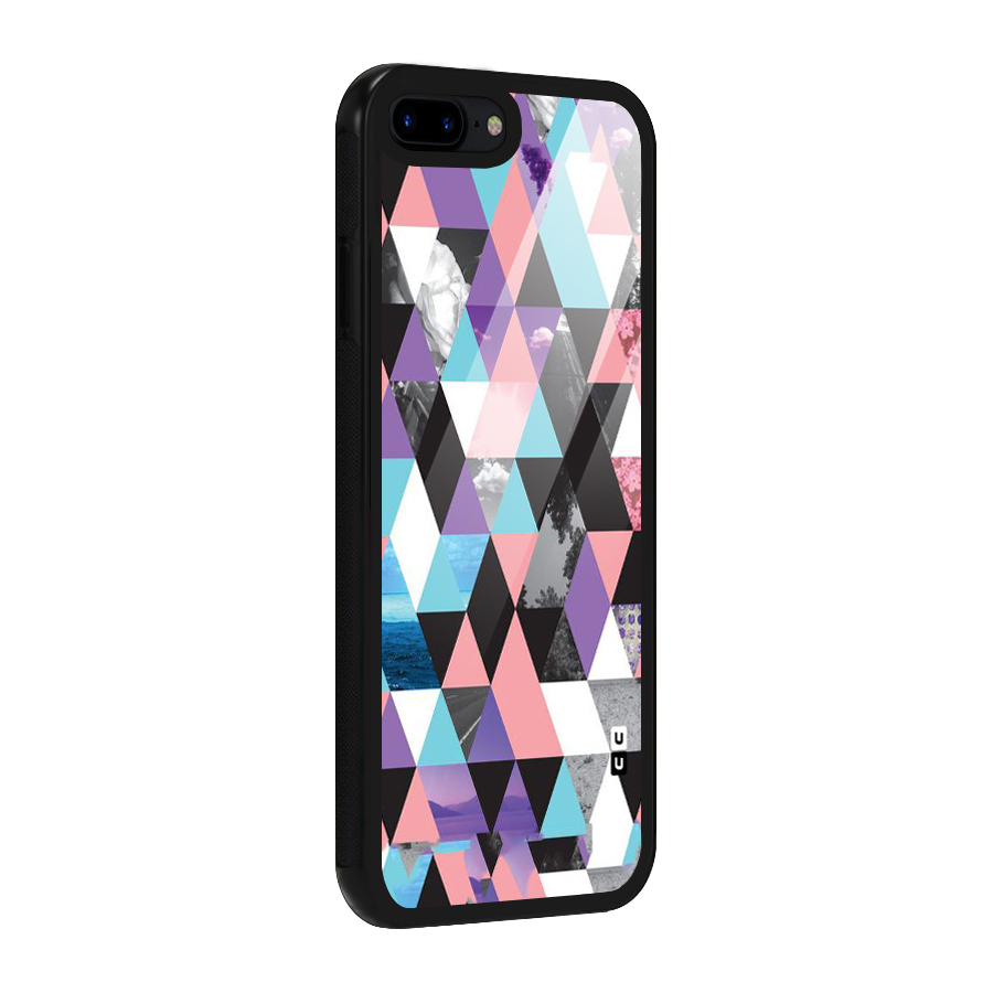 Abstract Splash Triangles Glass Back Case for iPhone 8 Plus