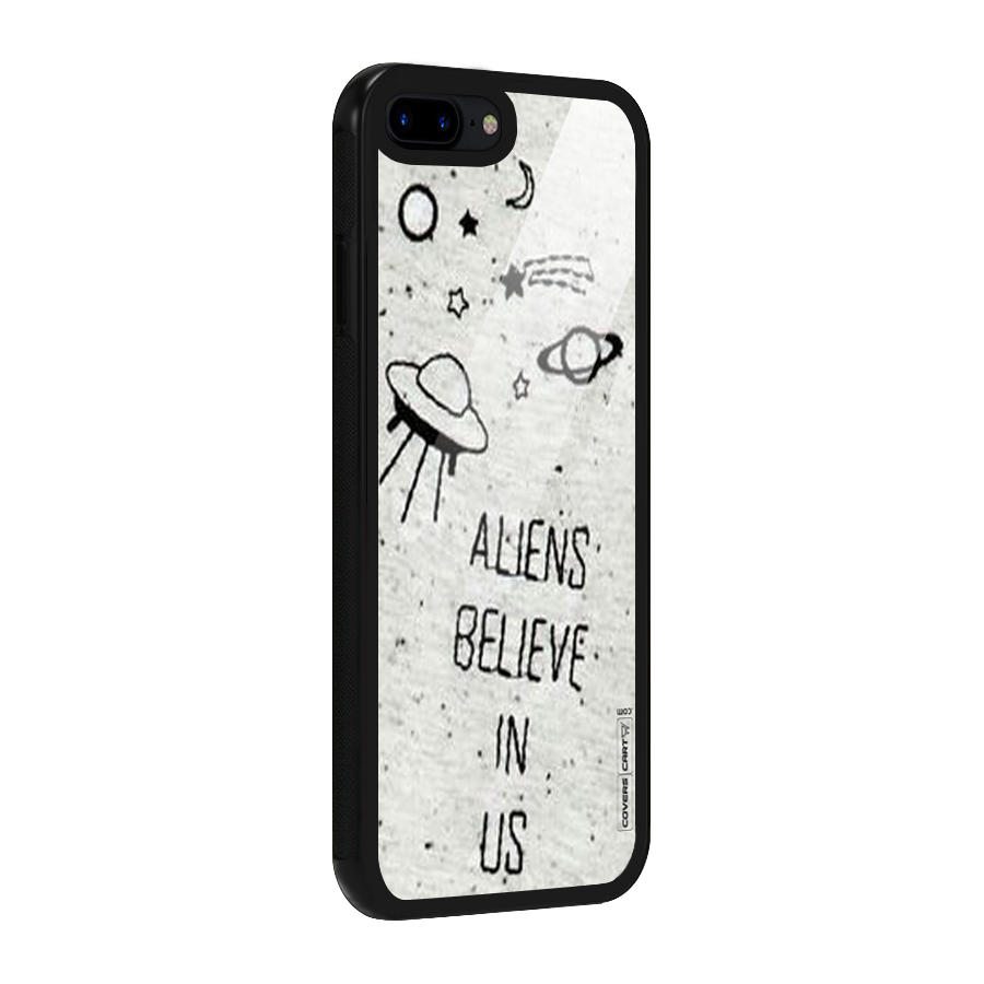 Aliens Believe In Us Glass Back Case for iPhone 8 Plus