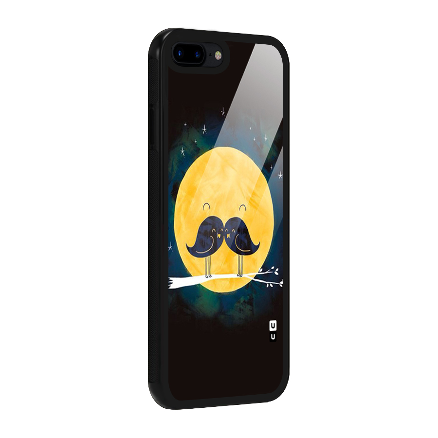 Bird Moustache Glass Back Case for iPhone 8 Plus