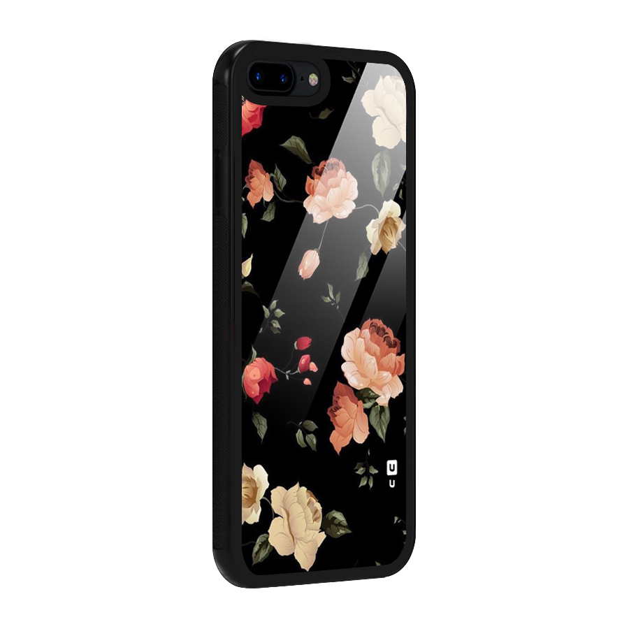 Black Artistic Floral Glass Back Case for iPhone 8 Plus