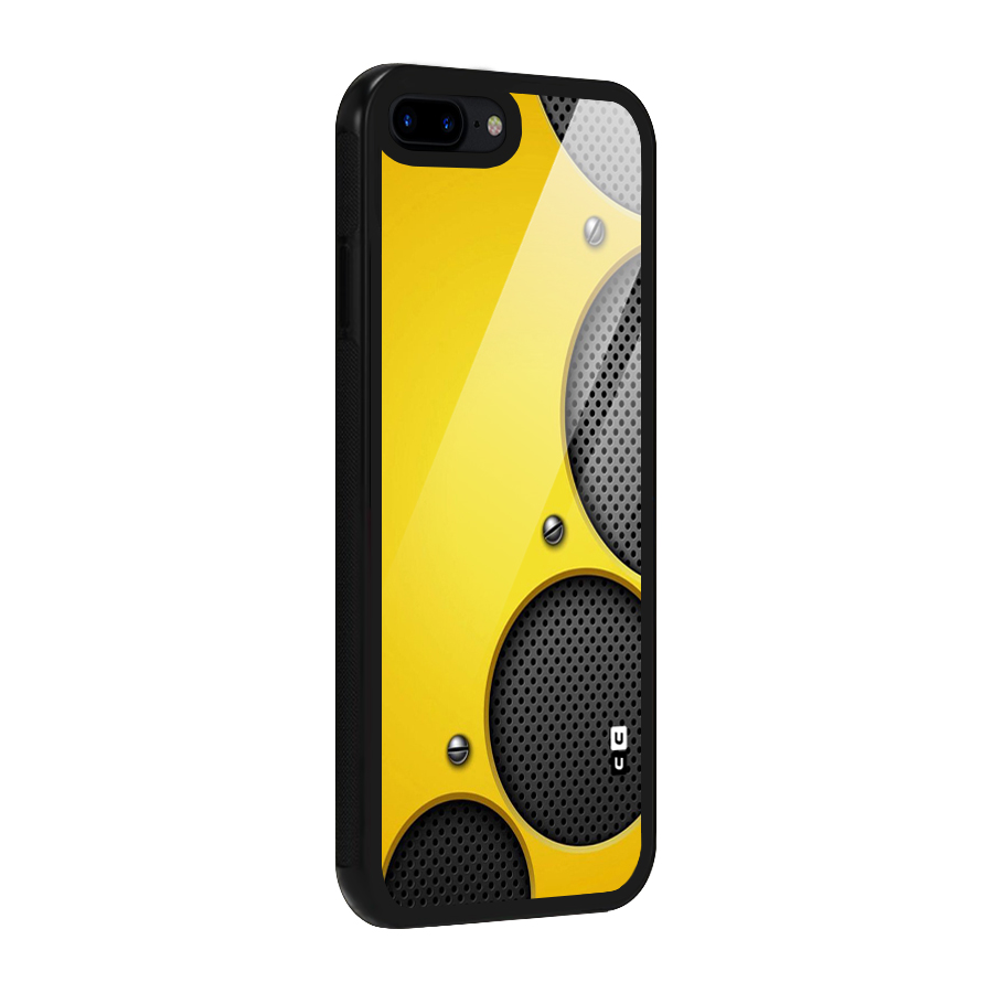 Black Net Yellow Glass Back Case for iPhone 8 Plus