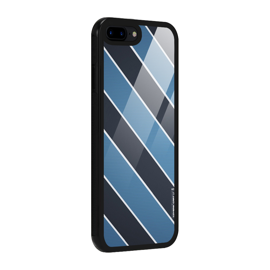 Blue Black Stripes Glass Back Case for iPhone 8 Plus