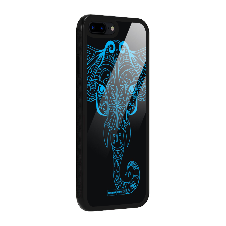 Blue Elephant Ethnic Glass Back Case for iPhone 8 Plus
