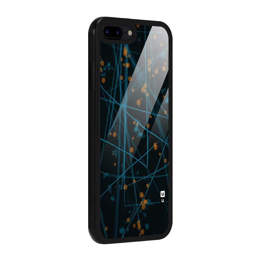 Blue Lines Gold Dots Glass Back Case for iPhone 8 Plus