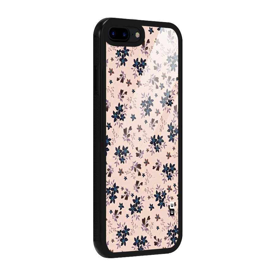 Blue Peach Floral Glass Back Case for iPhone 8 Plus