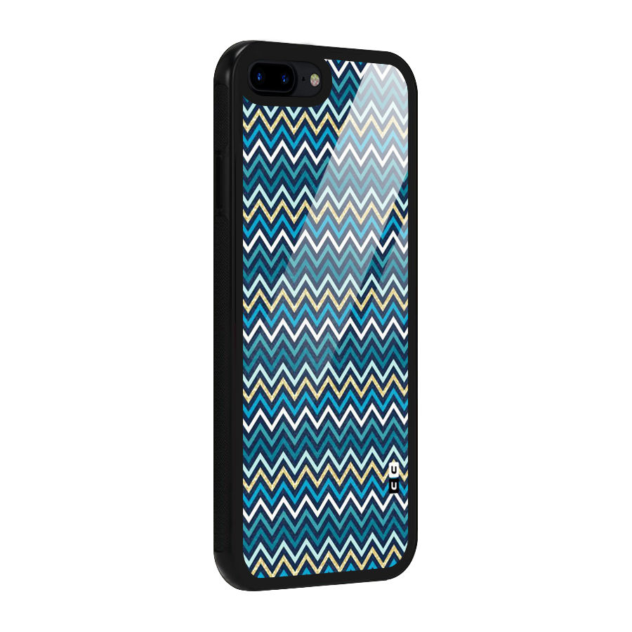Blue Shades Chevron Pattern Glass Back Case for iPhone 8 Plus