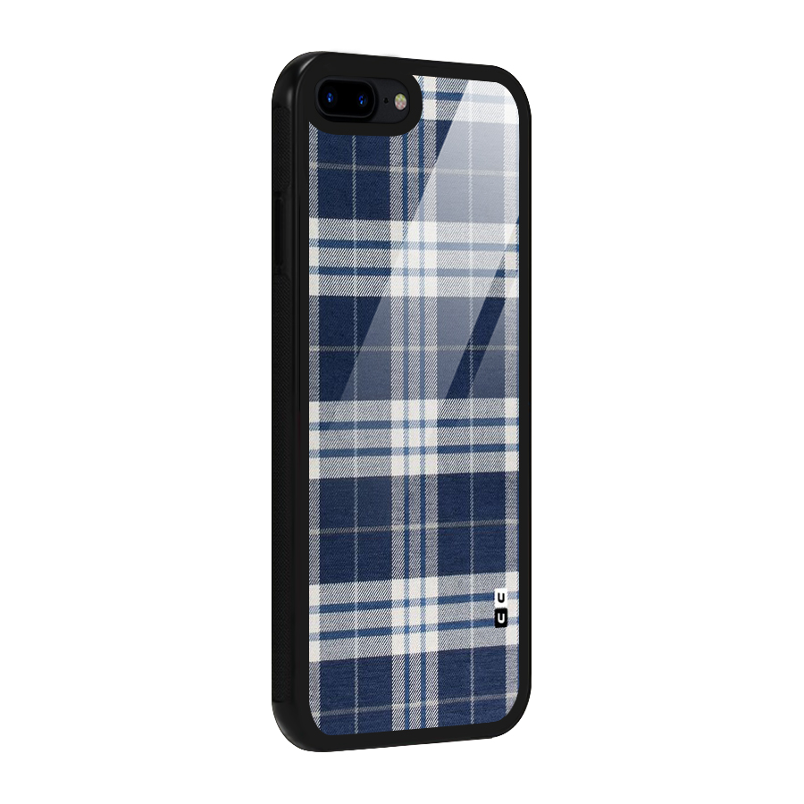 Blue White Check Glass Back Case for iPhone 8 Plus