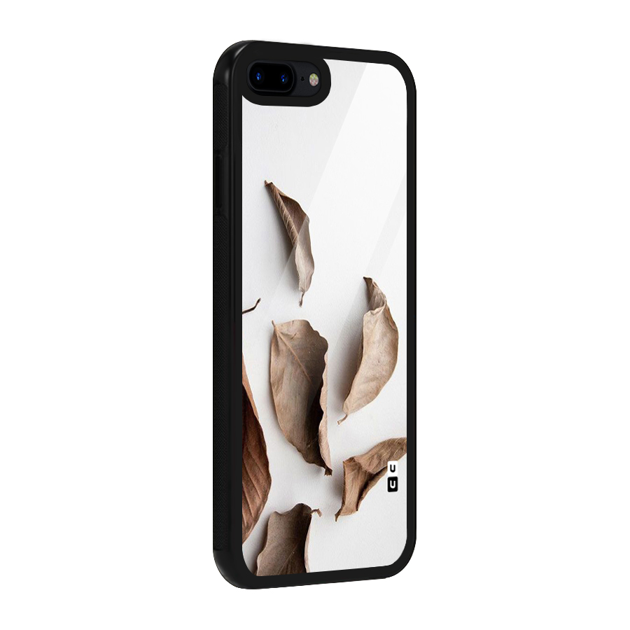 Brown Dusty Leaves Glass Back Case for iPhone 8 Plus