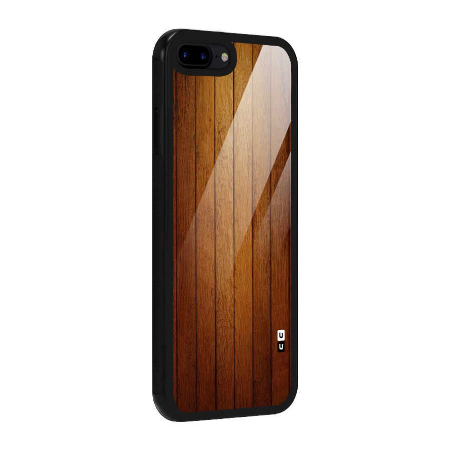 Brown Wood Design Glass Back Case for iPhone 8 Plus